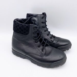 Gucci Kids Black Lace‎ Up Boots Size 32